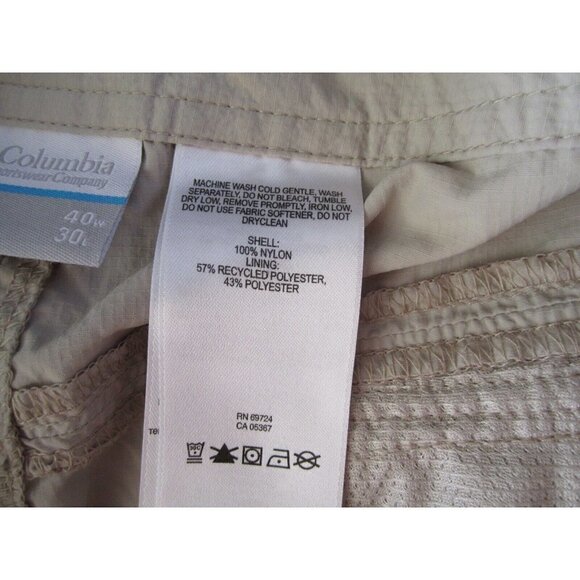 Men's Columbia Nylon Convertible Outdoor Cargo Pants Sz 40W x 30L (MP99) - Picture 5 of 5